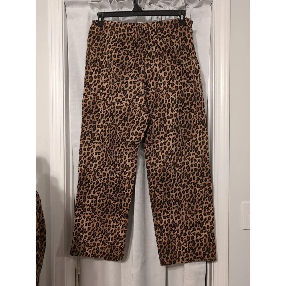 Lauren Ralph Lauren Womens Medium Leopard Print Monogram Pajama‎ Set